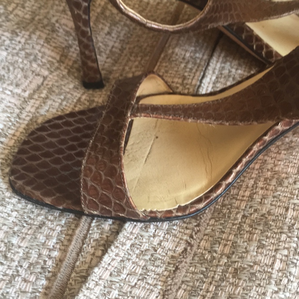 Antonio Melani Shoes Size 8.5 Strappy Sandals Bronze Snakeskin leather EUC - Picture 8 of 8